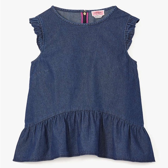 SOLD IN STORE Kate Spade Chambray Flounce Top Size 8 - Picture 2 of 13